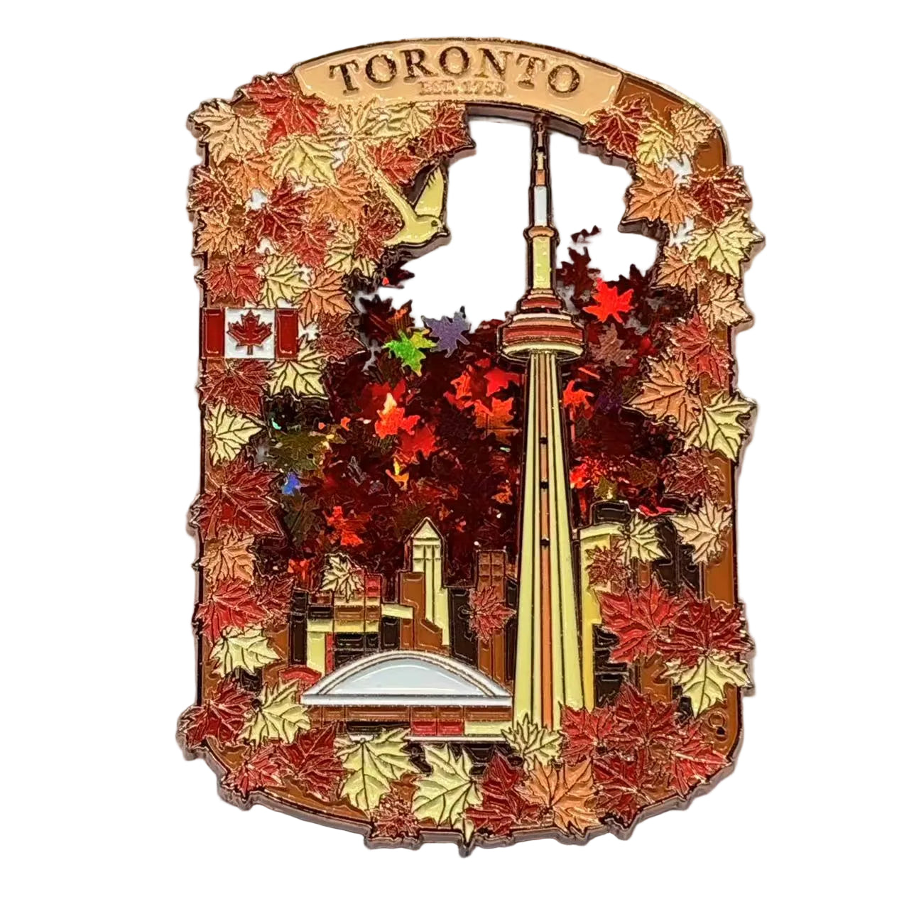 Toronto CN Tower Autumn Maple Leaves